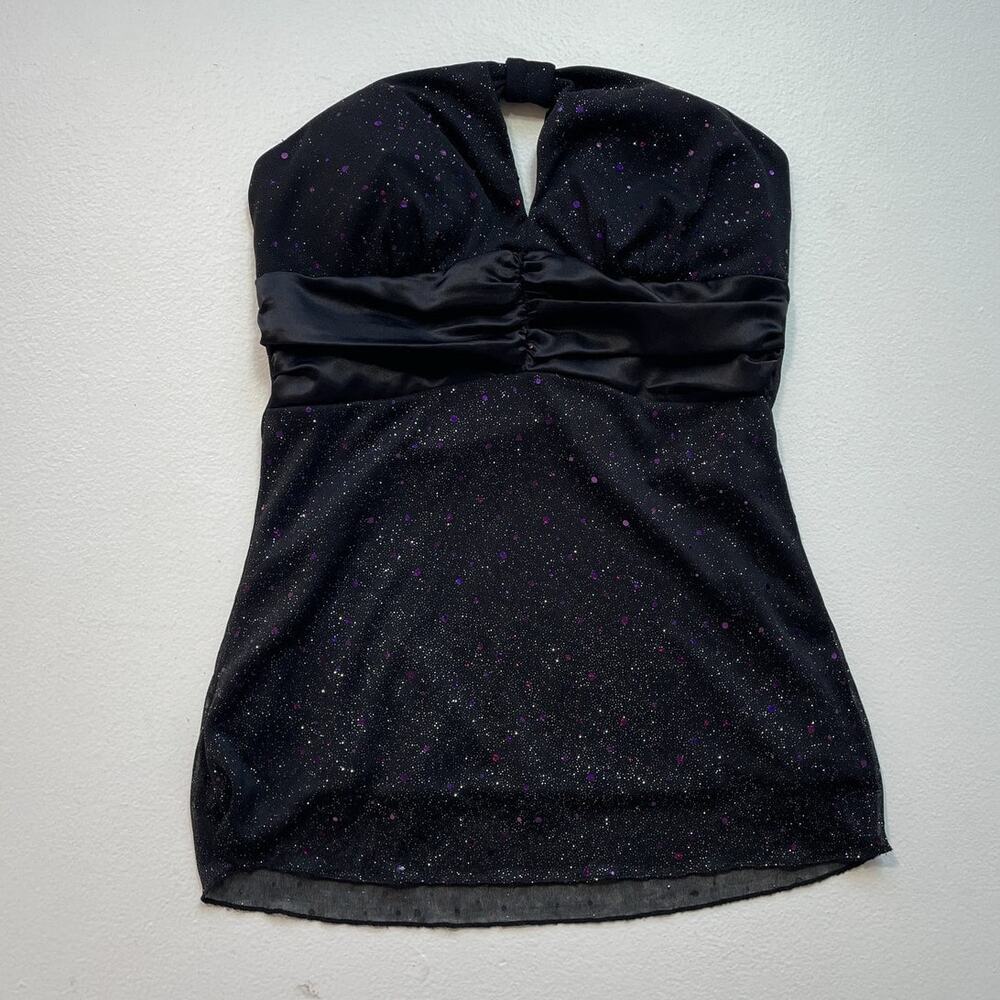 Vintage Y2K Strapless Sparkly Tube Top / STUDIO Y / Sz S / Indie Sleaze Glam